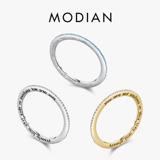 Modian ใหม่ แหวนเงินแท้ 925 ลายแกะสลักตัวอักษร สีเขียวขุ่น ซ้อนกันได้ หรูหรา เครื่องประดับ สําหรับผู้หญิง 2022