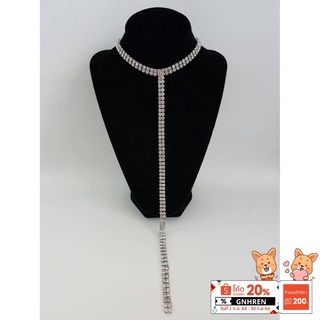 โชคเกอร์เพชรรูปตัวที T Diamond Rhinestone Choker Necklace