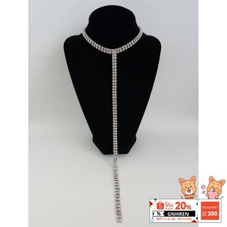 โชคเกอร์เพชรรูปตัวที T Diamond Rhinestone Choker Necklace