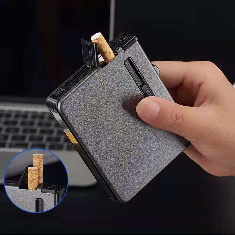 กล่องเก็บบุหรี่ กล่องใส่บุหรี่ 2 IN 1 อลูมิเนียมทนทาน 12 มวน พร้อมไฟในตัว กันกระแทก