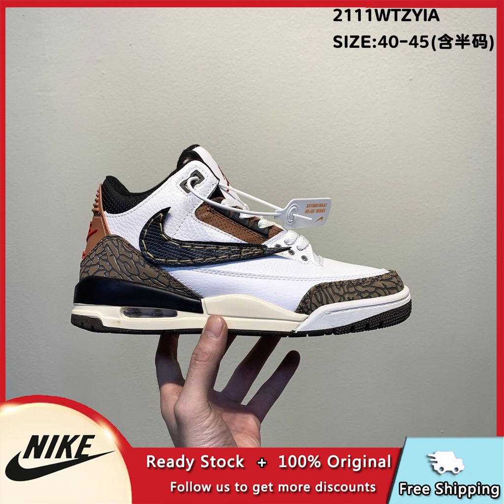 ของแท้ Nike Air Jordan aj3 AJ3 รองเท้าผ้าใบระบายอากาศแฟชั่นที่สะดวกสบาย  รองเท้าลำลองผู้ชาย