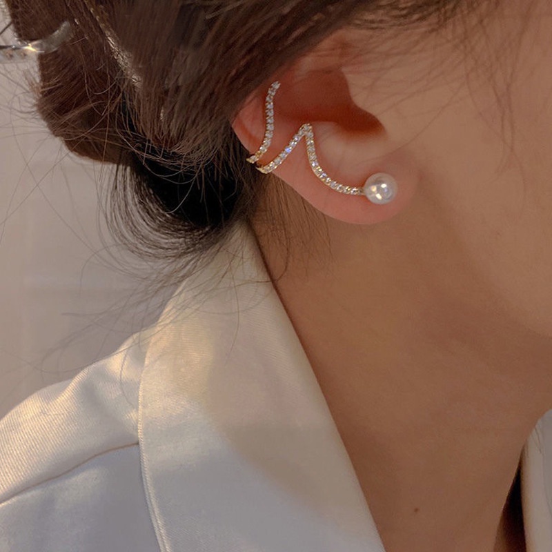 Xesi เกาหลี อารมณ์ เรียบง่าย สาย ต่างหู กระดุม กระดูก ต่างหู คลิป วันพีช มุก เจาะเต็ม ต่างหู