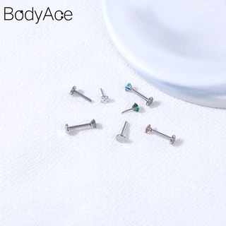 Bodyace จิวเจาะหู ทรงกระบอก สเตนเลส 2 3 4 มม. 1 ชิ้น