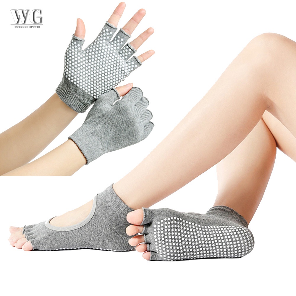 Sports Fitness Yoga Socks and Gloves Set Fivetoe Antiskid Breathable Glove Socks Set Shopee