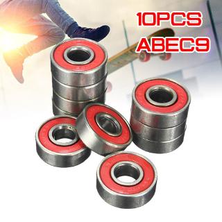 10x ABEC-9 608 2RS ลูกกลิ้งสเก็ตแบบอินไลน์แบริ่งล้อสีแดงปิดผนึก 8x22x7 มม. แบริ่งเพลาป้องกันสนิมล้อสเก็ตบอร์ด