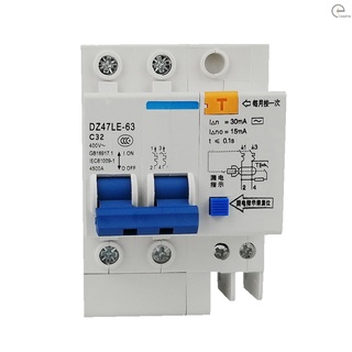 [T&amp;H] เบรกเกอร์วงจรไฟฟ้า ขนาดเล็ก 2 ขั้ว 30mA 400V DZ47LE-63