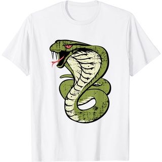 เสื้อยืดพิมพ์ลายเสื้อยืดเสื้อยืด พิมพ์ลาย King Cobra Hissing Distressed Snake Lover สําหรับผู้ชาย และผู้หญิงS-4XL