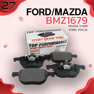 ผ้าเบรคหน้า MAZDA 3 BK / MAZDA 3 BL / FORD FOCUS / FORD ECO SPORT / VOLVO C30 / VOLVO V50 - รหัส BMZ1679 - TOP PERFORMAN