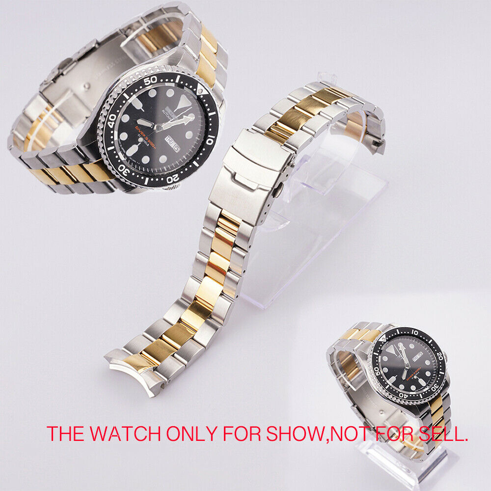 สายนาฬิกาข้อมือ เหล็กโค้ง สีทองกลาง 316 ลิตร 22 มม. สําหรับ seiko SKX007 009