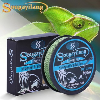 Sougayilang 100 เมตร PE ถักสายการประมงที่มีคุณภาพสูง 4 ยืน 15.5-65.3LB จุดเรียบถัก Monofilament สายปลาคาร์พตกปลา