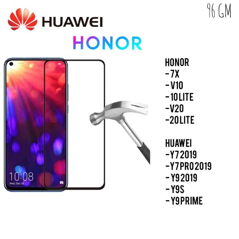 Huawei Honor กระจกนิรภัย 9H ป้องกันหน้าจอ (7X/V10/10 Lite/V20/20 Lite/Y7 2019/Y7 Pro 2019/ Y9 2019/Y