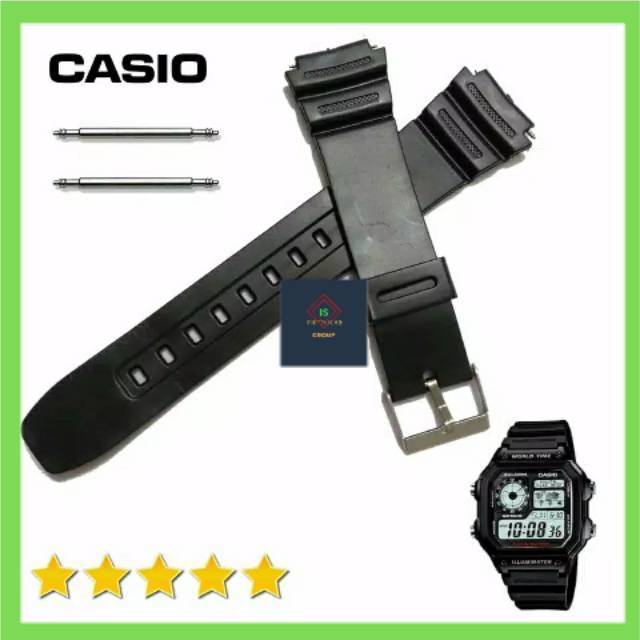 Casio WATCH STRAP CASIO AE1200 AE 1200 AE-1200 สายรัดยาง CASIO AE-1200 ปากกาฟรี