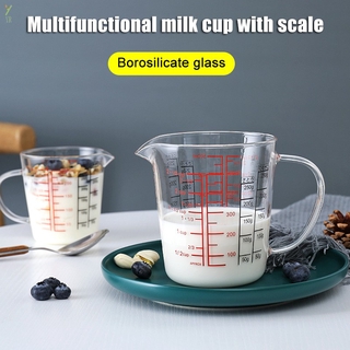 Glass Measuring Cup Jug Heat Resistant Glass Cup Measure Jug Creamer Scale Cup Glass Cup