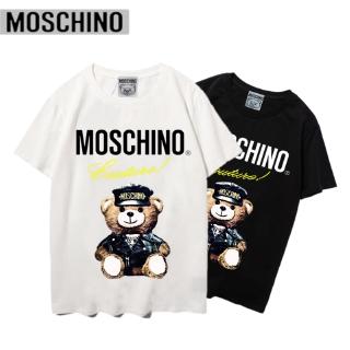 moshino เสื้อยืดผ้าฝ้ายแขนสั้นเสื้อคู่ plus size s - xxl