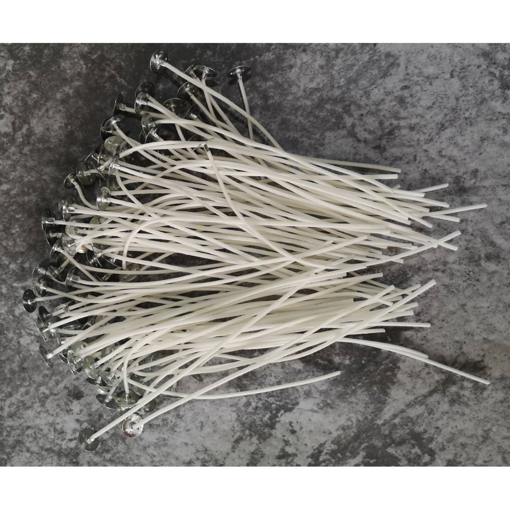 ไส้เทียนสำเร็จรูป ชุบแล้ว พร้อมฐานรอง จำนวน10ชิ้น