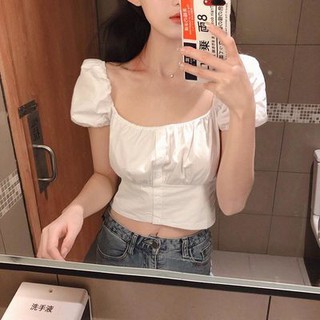 🔥JOJO🔥2020summernewKoreanversionofall-matchCHICshort-sleevecollarpuffsleevewaisttopshirtfashionwomen