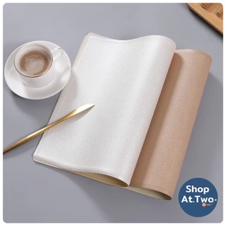ShopAt.Two แผ่นรองจาน หนังPU ขนาด 45x30 cm ทนความร้อน กันน้ำ พร้อมส่งในไทย