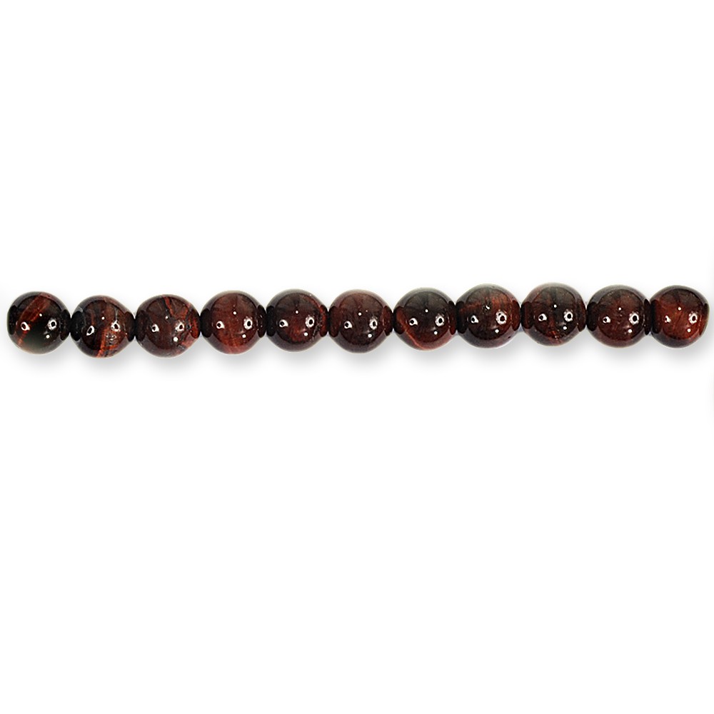 ลูกปัดหินแท้เม็ดกลมหินพลอยตาเสือ (Tiger Eye) 8 mm - (LZ-0062 สีแดง) หมด