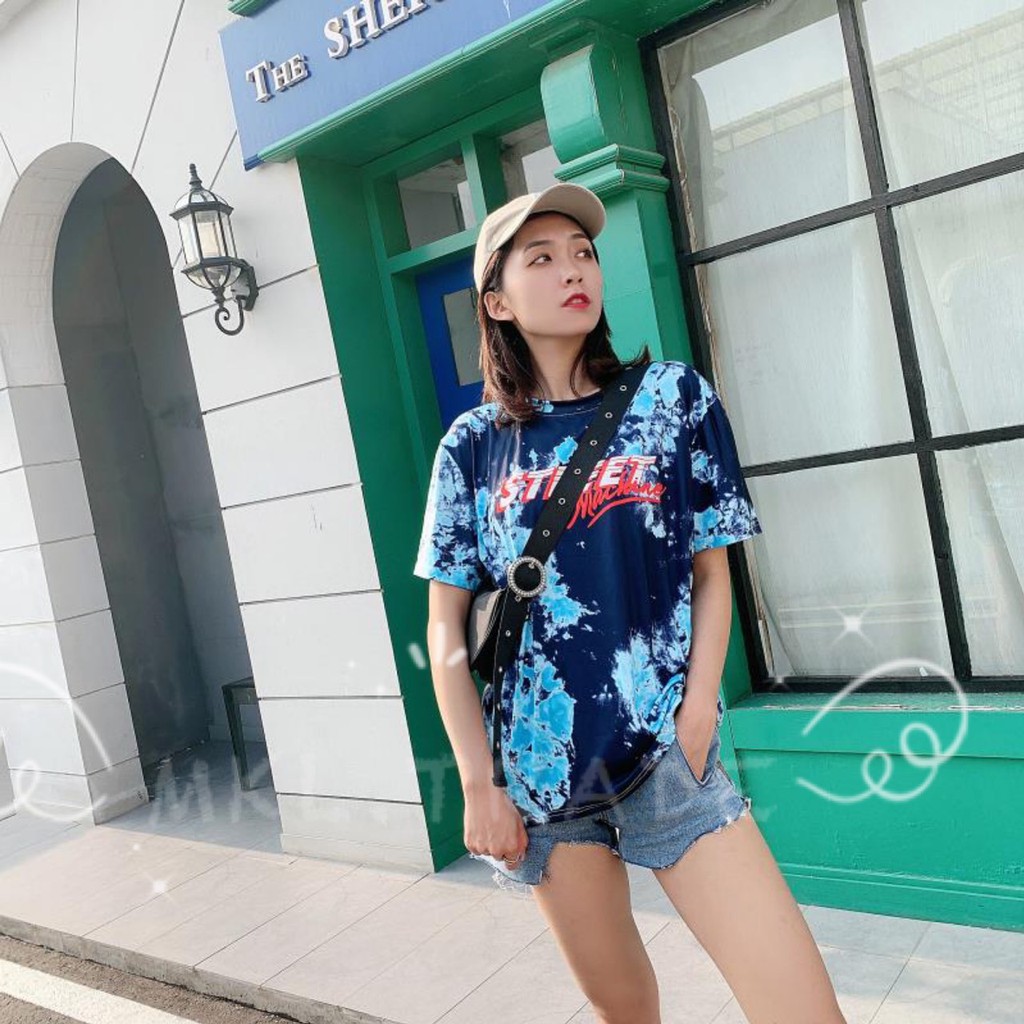 SHOP_MKL🌿เสื้อยืดลายมัดย้อม สกีนอักษร ทรง oversize #9735 - รูปที่ 4