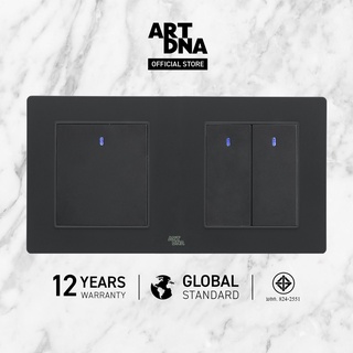 ART DNA รุ่น A77 Switch LED 1 Gang+2 Gang 1 Way สีดำ ปลั๊กไฟโมเดิร์น ปลั๊กไฟสวยๆ สวิทซ์ สวยๆ switch design