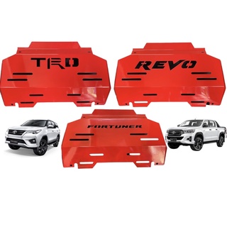 กันเเคร้งเครื่อง Toyota Revo / Revo Rocco fortuner ford สีแดง เหล็กหนา กันกระแทกใต้ท้องรถตัวสูง 2015-2022