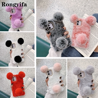 3D Panda Case For Motorola Moto G7 Power One X4 Z2 Play G8 Plus Case Cute Ears Plush Fur Fluffy Rabbit Case Girls Luxury Silicone Cover