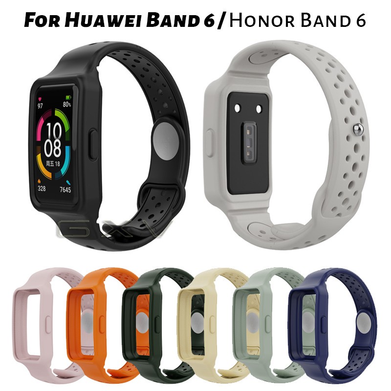 2 in 1 สายรัดข้อมือ พร้อมเคส อุปกรณ์เสริม สําหรับ Huawei Band 7 6 Honor Band 6
