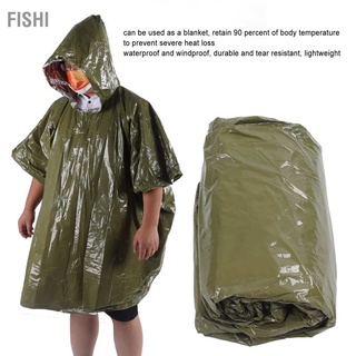 Fishi Emergency Poncho Waterproof Raincoat PE Aluminum Film Reusable Outdoor Survival For Camping Hiking