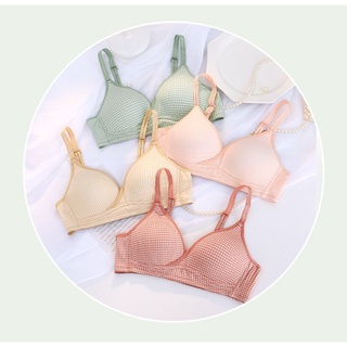 สินค้าพร้อมส่งจากไทย💥Angle Bra💥(N619)ชุดชั้นในลายสก๊อต มีฟองน้ำในตัว แนวเรโทรสีน่ารัก