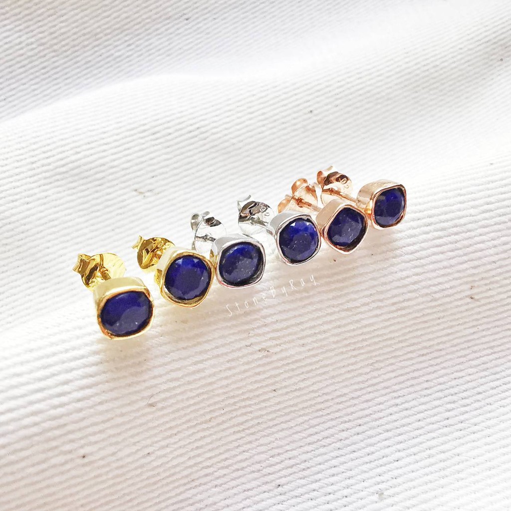 ต่างหูเงินแท้(Silver925)ดีไซน์กับหินลาพิสลาซูลี Lapis Lazuli