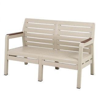 Chair table PLASTIC BENCH SPRING MONTANA 2-SEAT BEIGE Outdoor furniture Garden decoration accessories โต๊ะ เก้าอี้ ม้านั