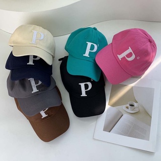 LILYES Korean Women Baseball Cap Adjustable Embroidery Sun Hat Letter P Candy Color Soft Top Casual Unisex Simple Sport Caps/Multicolor