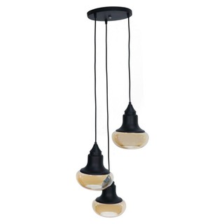 โคมไฟช่อ ไฟช่อ CST MODERN 2809-3 แก้ว/โลหะ สีดำ 3 หัว โคมไฟภายใน โคมไฟและหลอดไฟ PENDANT LAMP MODERN CST 2809-3 GLASS/MET