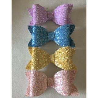 Leather glitter bow set 4