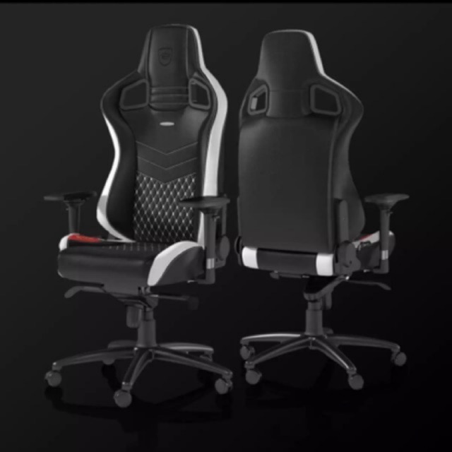 ⚙️GAMING CHAIR (เก้าอี้เกมมิ่ง) NOBLECHAIRS EPIC REAL LEATHER (GC-NBC-EPICRLBLKWHTRED) (BLACK/WHITE/RED)