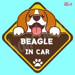 DIC2 สติ๊กเกอร์ ติดรถ Beagle Dog In Car สติ๊กเกอร์ติดรถ แต่งรถ car sticker