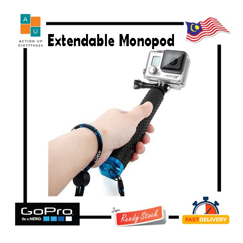อุปกรณ์เสริม Gopro แบบพกพา Gopro Selfie Stick Monopod สําหรับ GoPro Hero 9 8 7 6 5 สีดํา