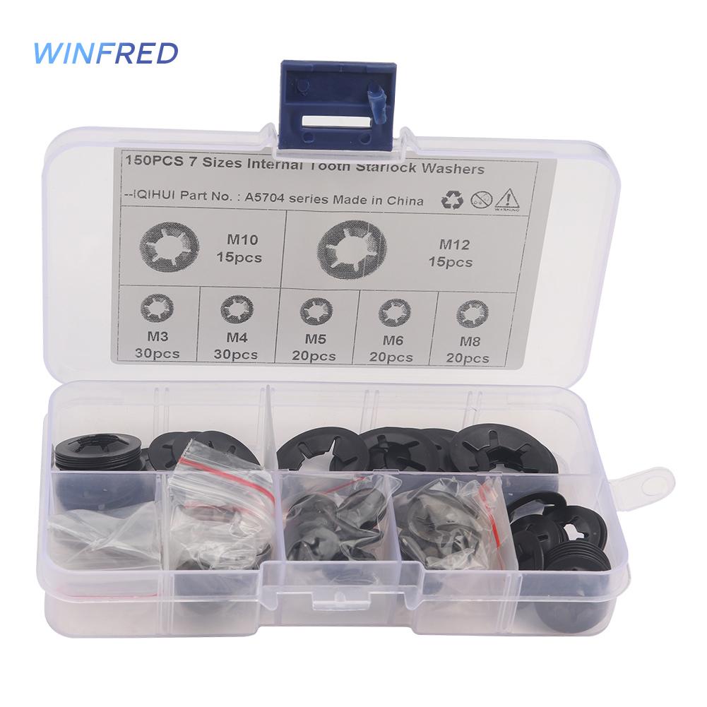 ใหม่ พร้อมส่ง-Winfred ชุดแหวนรองล็อก รูปดาวภายใน M3 M4 M5 M6 M8 M10 M12 150 ชิ้น