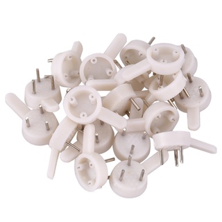 20 pcs plastic heavy wall picture frame hooks hangers 3-pin small white