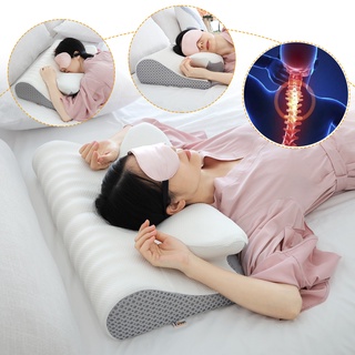 【บลูไดมอนด์】Fuloon Contour Memory Foam Cervical Pillow Ergonomic Orthopedic Neck Pain Pillow for Side Back Stomach Sleep