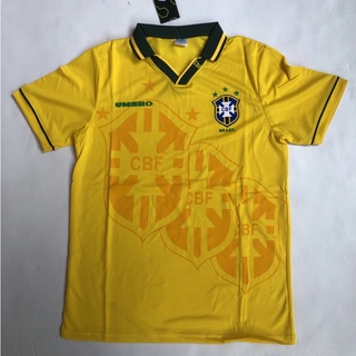 เสื้อกีฬาแขนสั้น ลายทีมชาติฟุตบอล Brazilian 94 ชุดเยือน แนวเรโทร แห้งเร็ว ไซซ์ S-XXL