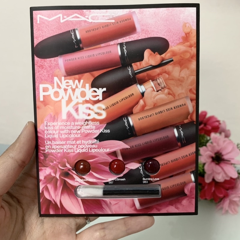 แท้💯 ลิป Mac powder kiss liquid lipstick sample card 0.45g พร้อมแปรง