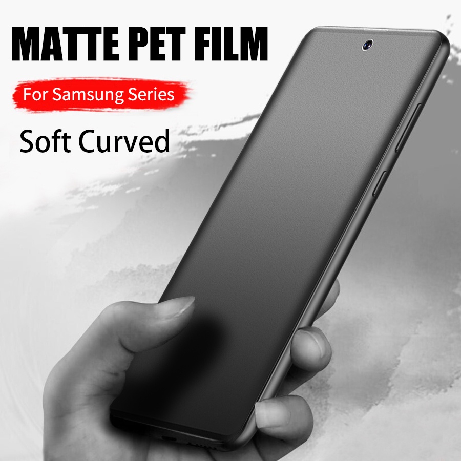 ฟิล์ม PET AG แบบโค้ง อ่อนนุ่ม สำหรับ Samsung Galaxy S24 S23 S22 S21 S20 S10 S9 S8 Note 20 10 9 8 Plus Ultra ป้องกันลายนิ้วมือ ฟิล์มกันรอยหน้าจอ