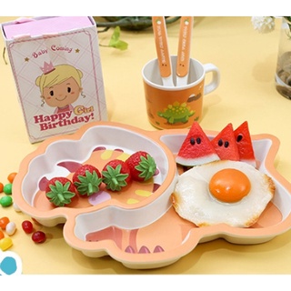 Dinosaur Gant meal set ชุดจาน ชาม ช้อน แก้ว จากเยื่อไผ่เซ็ต เป็นมิตรกับสิ่งแวดล้อม