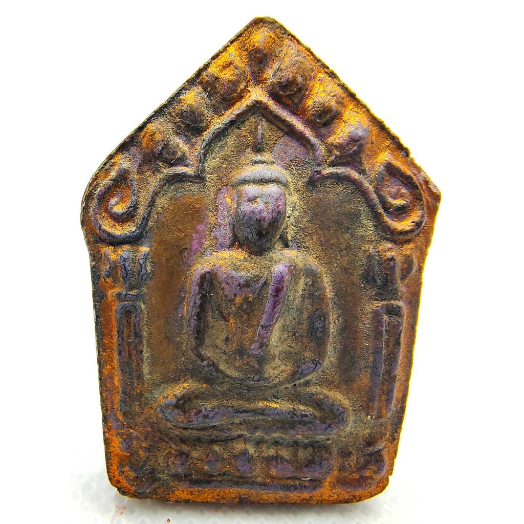 พระขุนแผนผงพรายกุมาร พิมพ์ใหญ่ เนื้อสีม่วง หลังฝังตะกรุดหลวงปู่ทิม ปี 2515