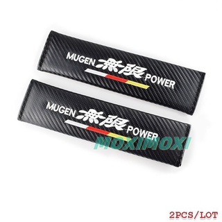 ปลอกหุ้มเข็มขัดนิรภัย คาร์บอนไฟเบอร์ ลายตราสัญลักษณ์ สําหรับ Mugen Power Honda civic hrv crv accord 1 คู่