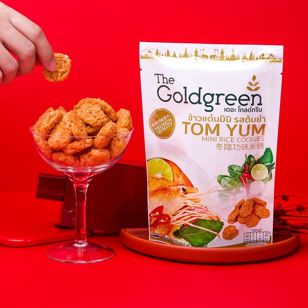 [แพคโปร3] The Goldgreen - ข้าวแต๋นมินิรสต้มยำ TOM YUM MINI RICE COOKIES 40 กรัม - รูปที่ 6