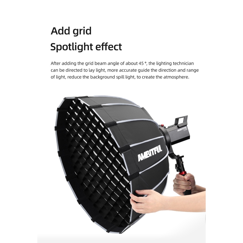 Ambitful ซอฟท์บ็อกซ์ ลายรังผึ้ง 60 ซม. 90 ซม. 120 ซม. สําหรับ Godox AMBITFUL Aputure Nanlite Neewer Deep Parabolic Softbox Grid