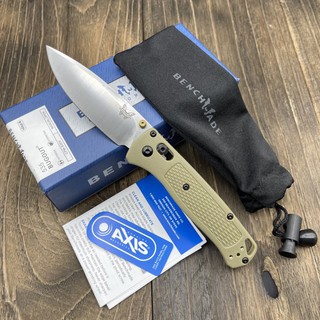 ( 🚚 สินค้าพร้อมจัดส่ง 🚚 )มีดพับ Benchmade Bugout AXIS Folding Knife S30V Satin Plain Blade, Blue Grivory Handles (535)