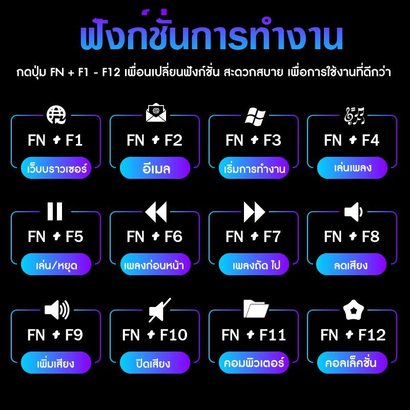 YINDIAO คีย์บอร์ด LED คีบอร์ดเกมมิ่ง ภาษาไทย USB Keyboard ไฟรุ้ง7สี พร้อมประกัน1 ปี #8